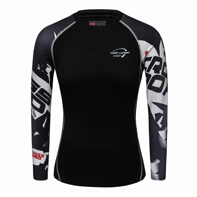 3D Print Muscle Compression Tight Long Sleeve Shirt