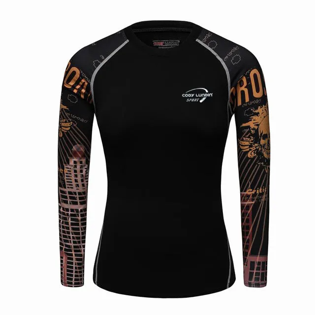 3D Print Muscle Compression Tight Long Sleeve Shirt