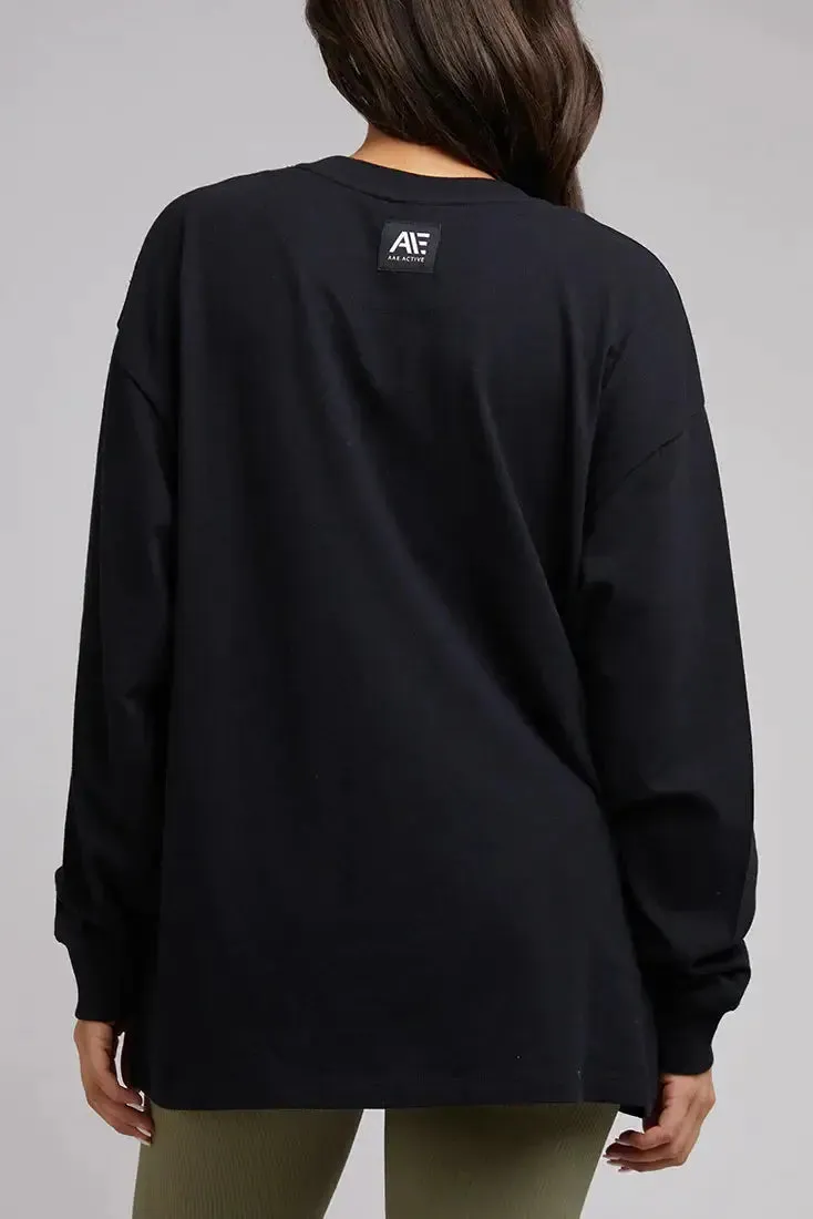 All abou eve active anderson patched ls tee- black