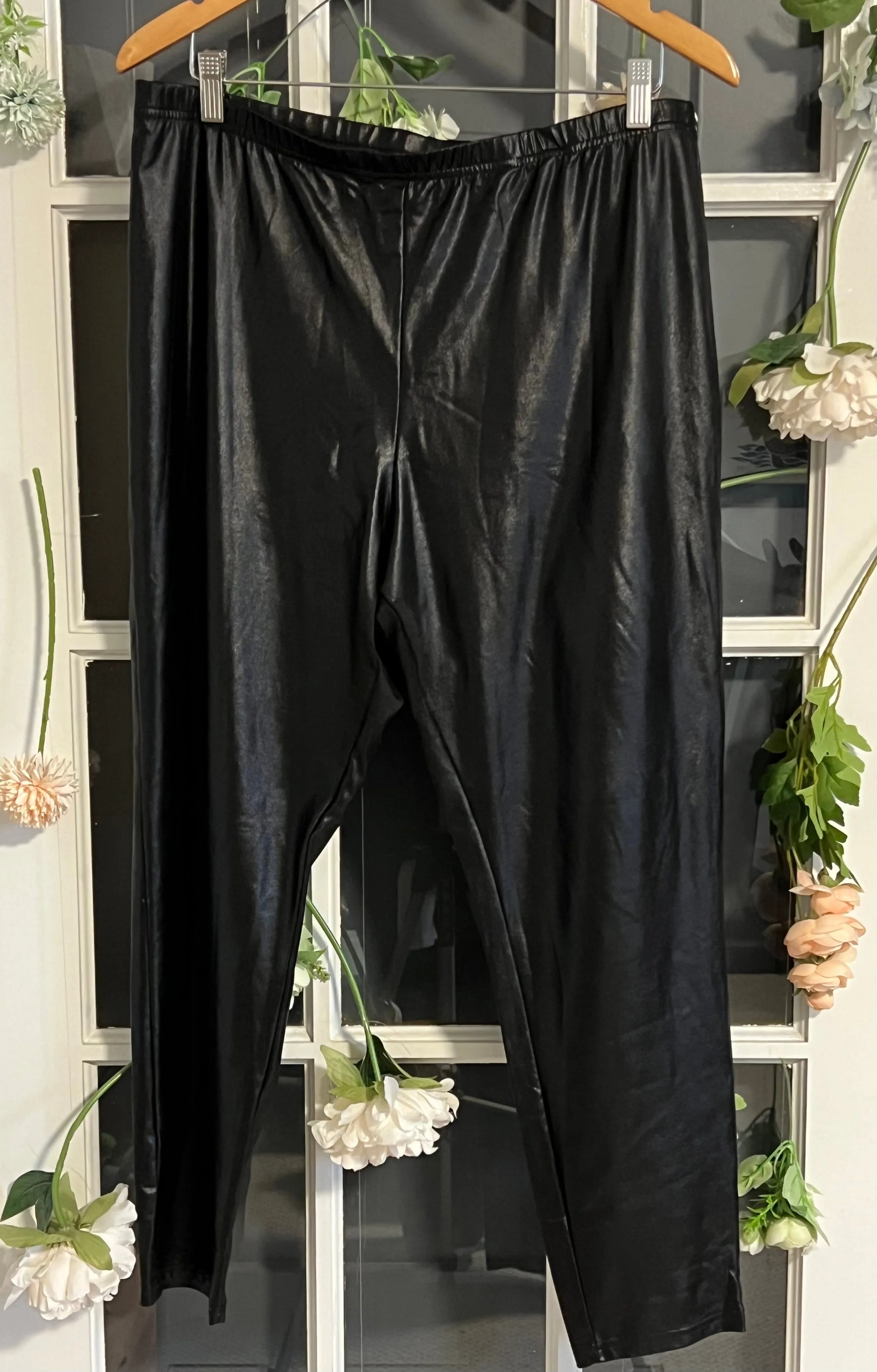 Black Faux-Leather Leggings 2X