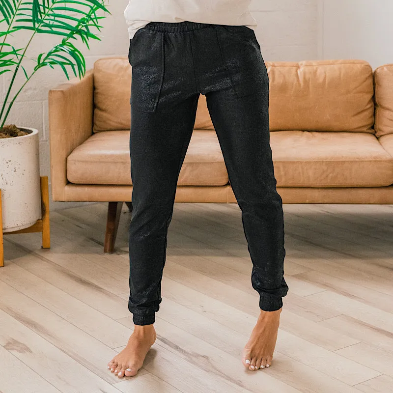 Black Shimmer Lounge Joggers