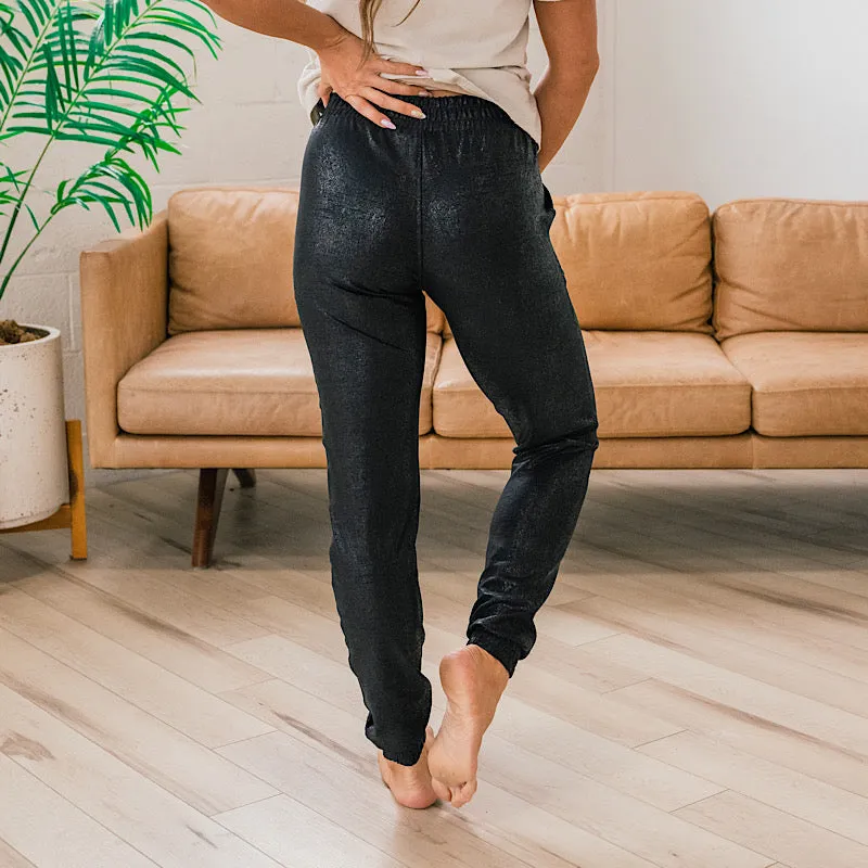 Black Shimmer Lounge Joggers