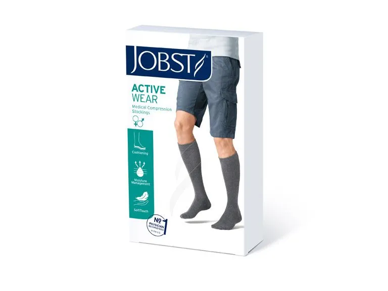 Bsn Medical Jobst Activewear Socks Stocking Compression Kn 15-20Closed Denim Blu Md 1/Pr