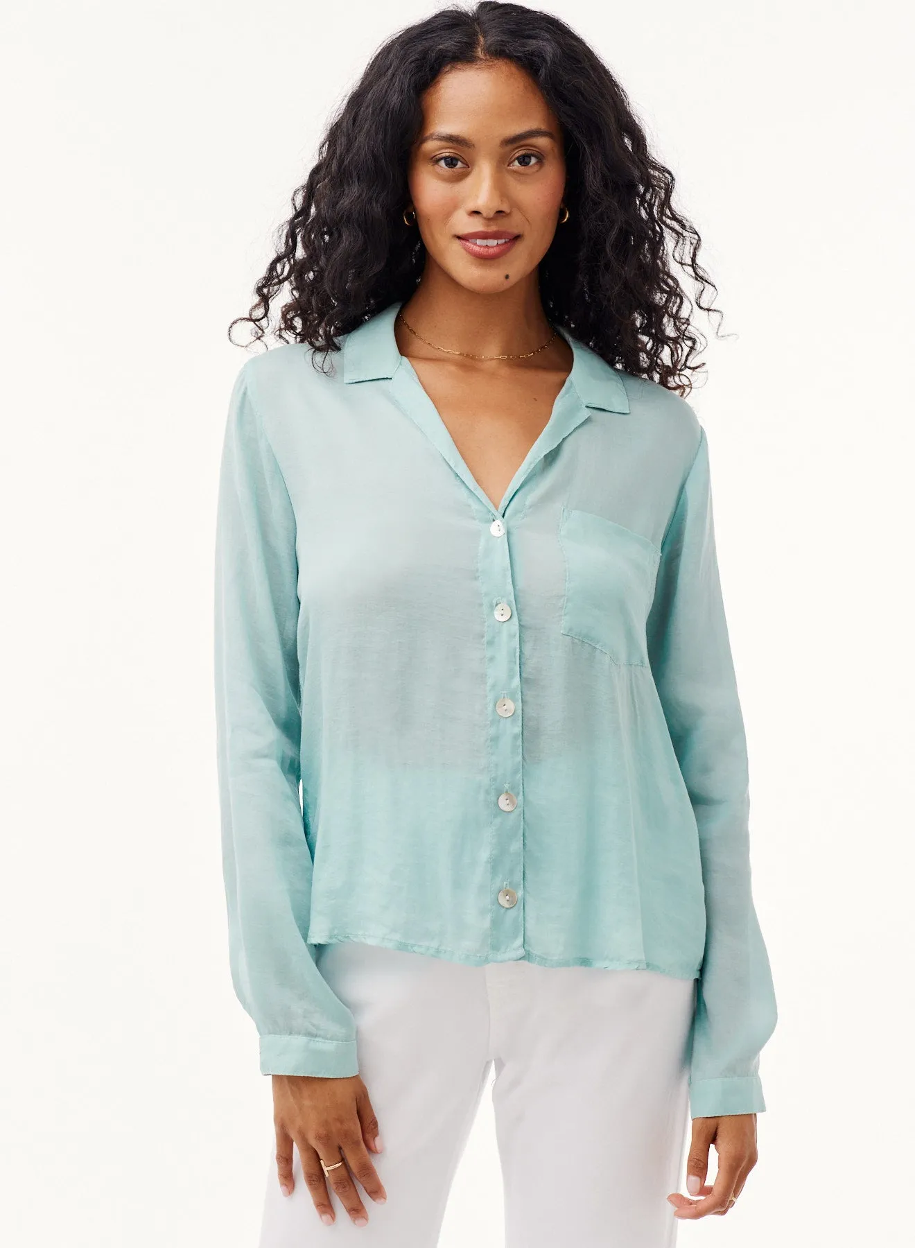 Cambria Pocket Button Down Top