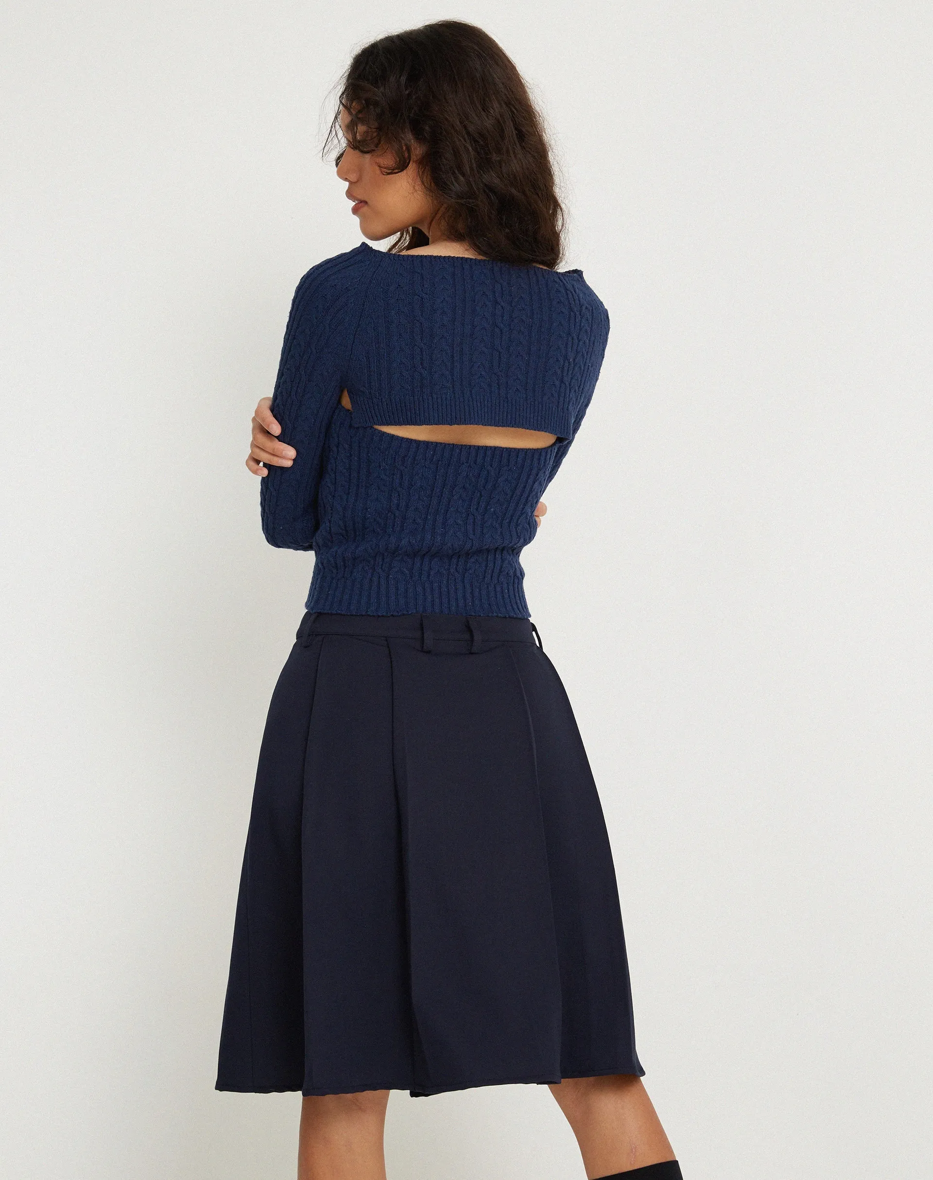 Canita Arinah Long Sleeve Co-Ord Top in Navy Blue