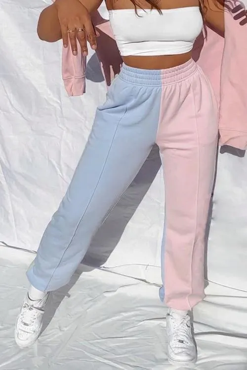 Color Block Elastic Joggers