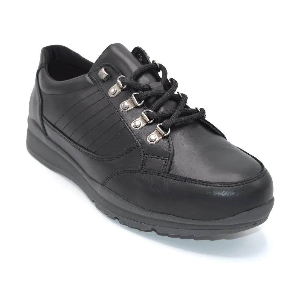 DB Sharnbrook - Mens Extra Wide Fit Trainer-  6V  (6E-8E) Fitting - Black Leather