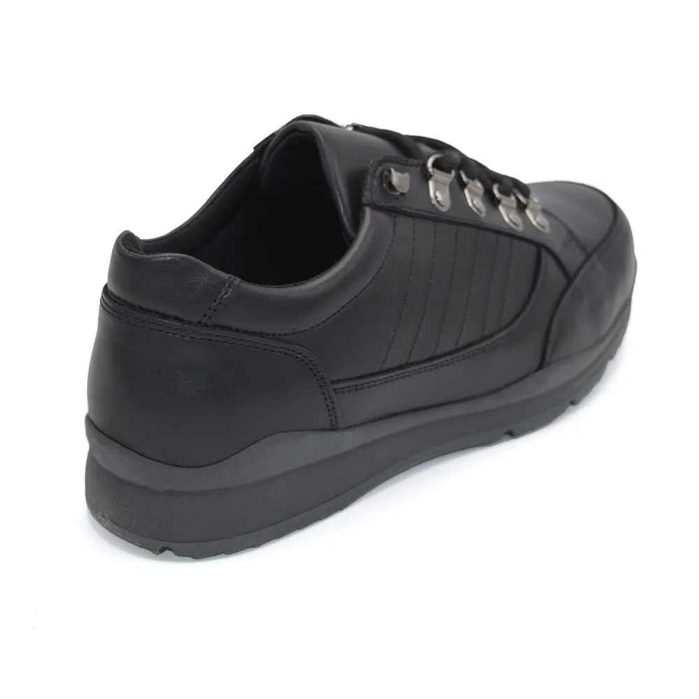 DB Sharnbrook - Mens Extra Wide Fit Trainer-  6V  (6E-8E) Fitting - Black Leather