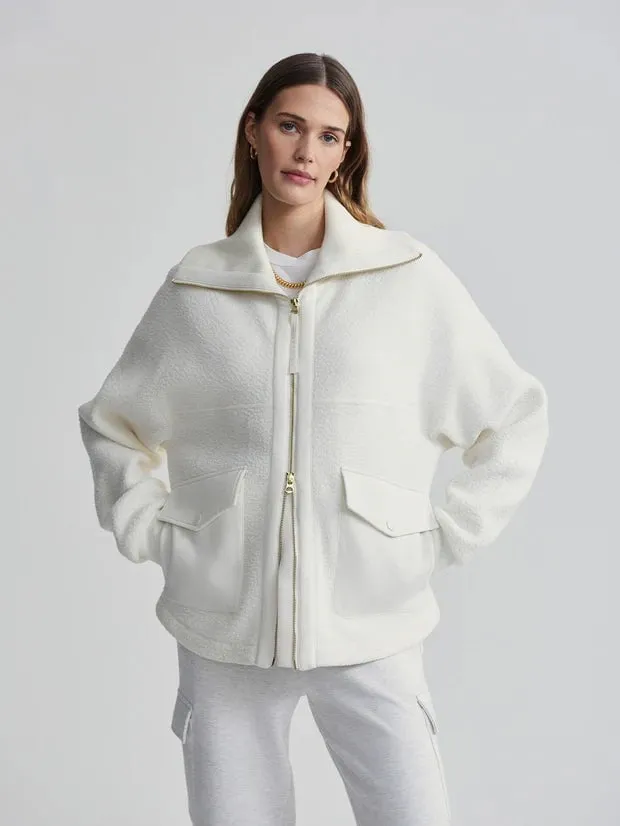 Eleanor Patch Pochet Fleece Jacket Egret