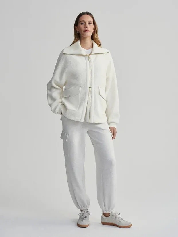 Eleanor Patch Pochet Fleece Jacket Egret