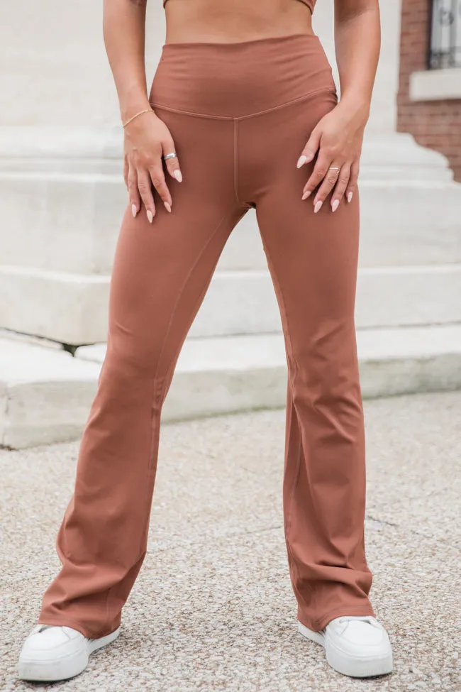 Get Moving Brown Flare Knit Leggings FINAL SALE