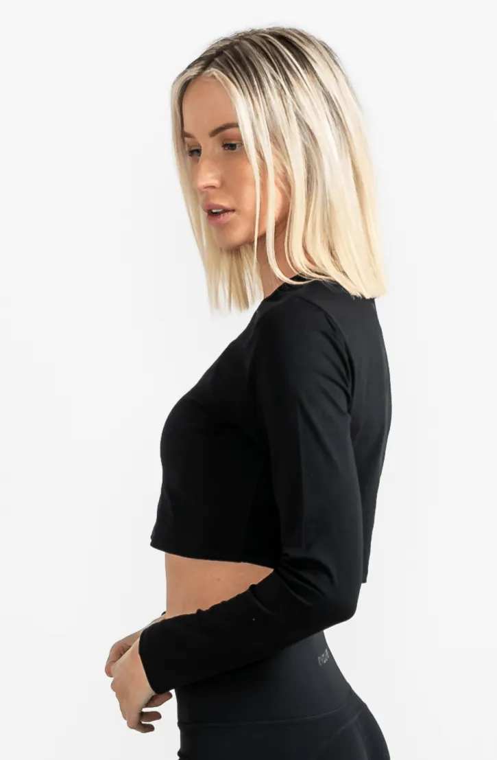 Icon Long Sleeve Crop - Black