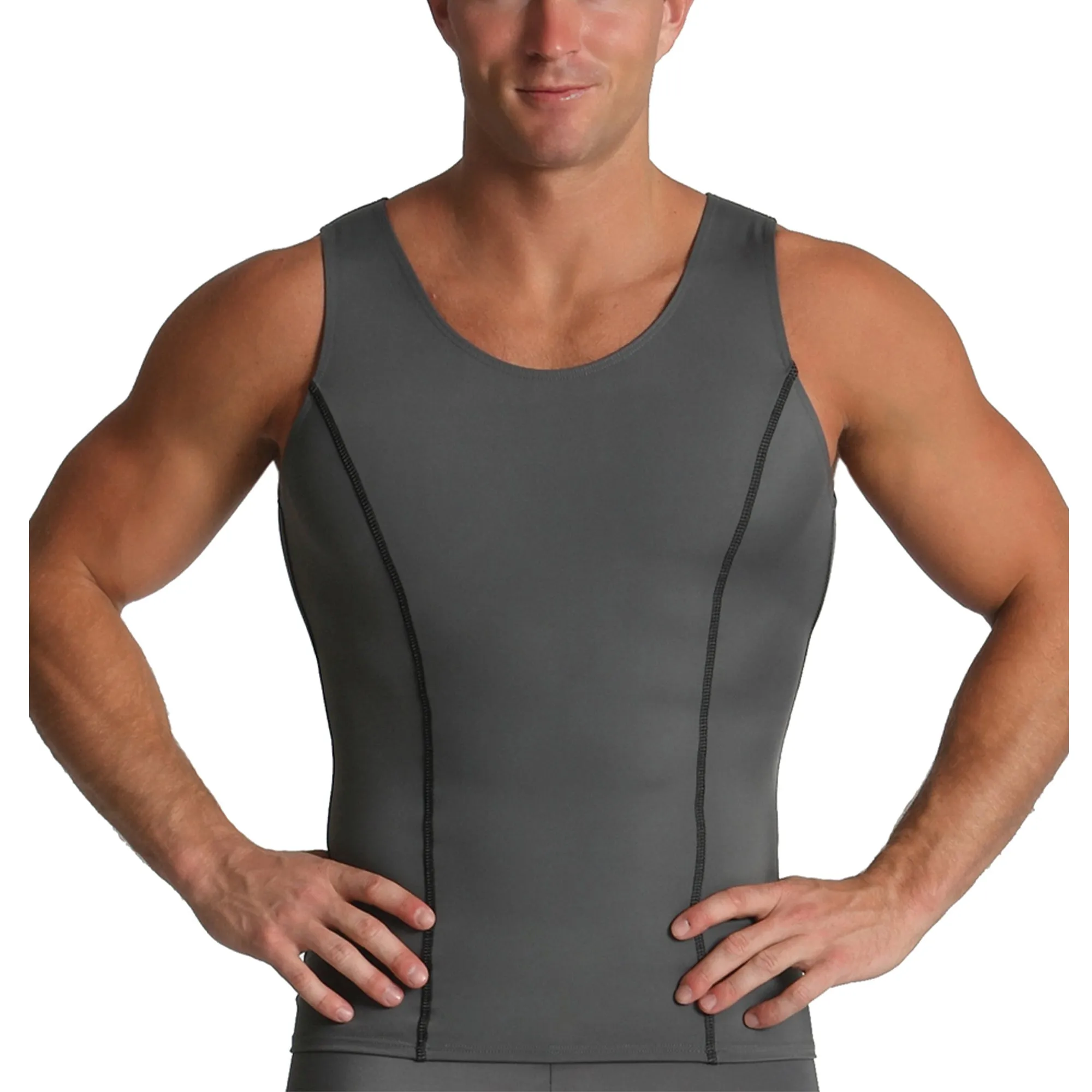 Insta Slim Active Compression Contrast Stitching Muscle Tank MA0221