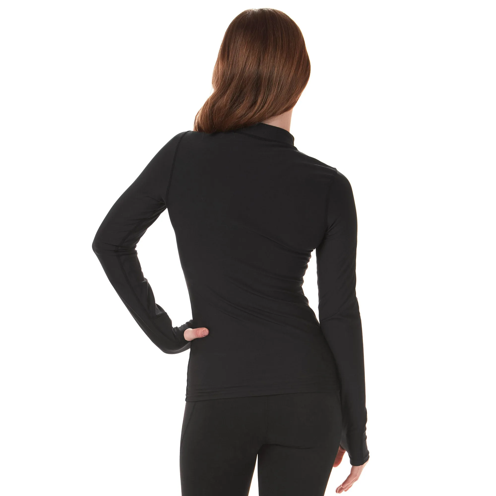 Long Sleeve Compression Tee with Thumbholes - Black