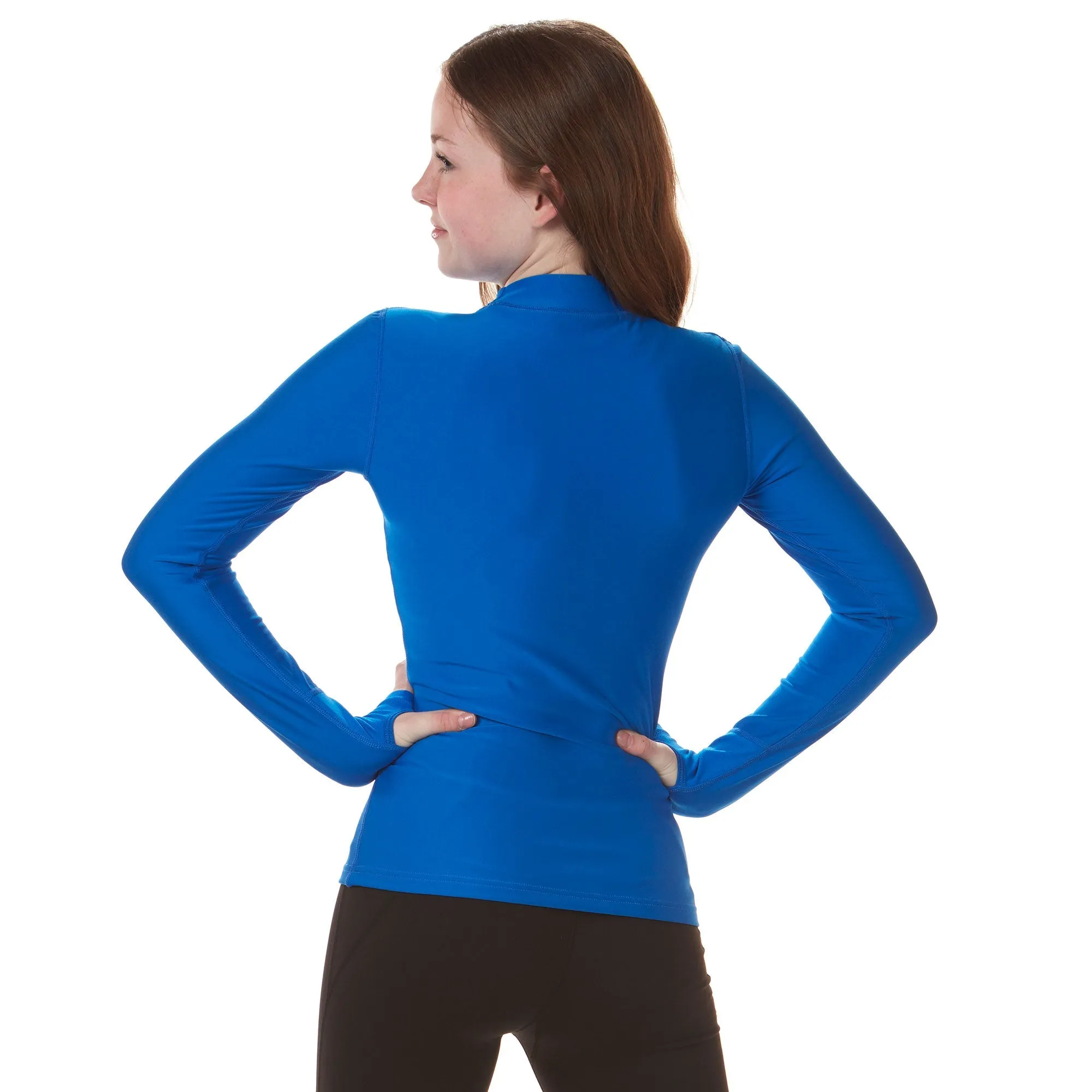 Long Sleeve Compression Tee with Thumbholes - Royal Blue