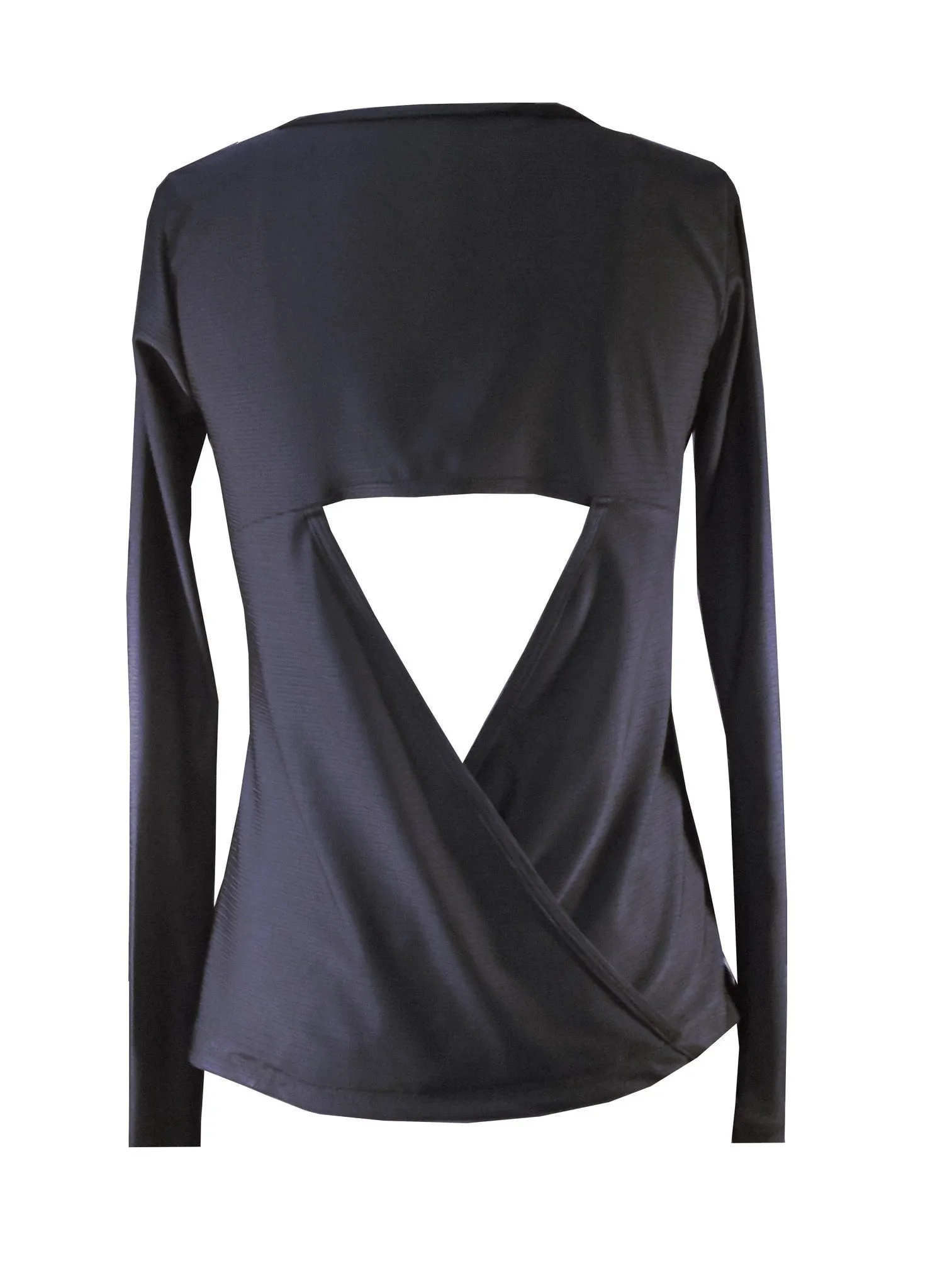 Long Sleeve Drapy Back Top - Metal Grey