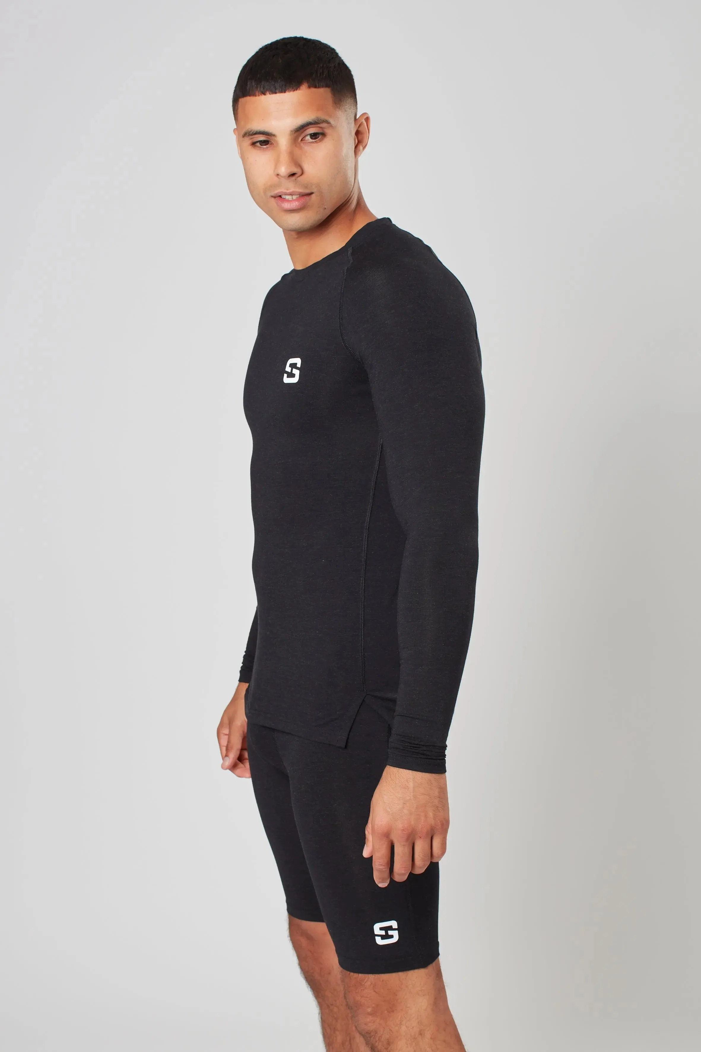 Long Sleeve Top - Marl Black