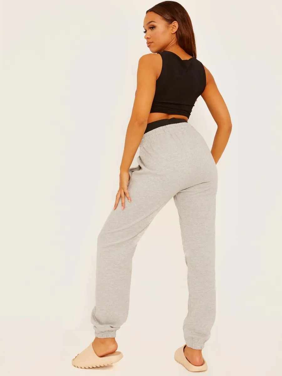 Martina Joggers With High Waist Elastic Band In Grey