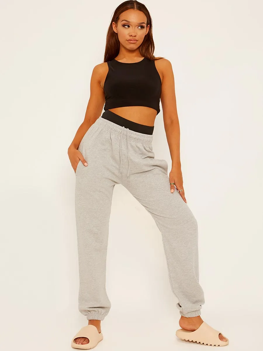 Martina Joggers With High Waist Elastic Band In Grey