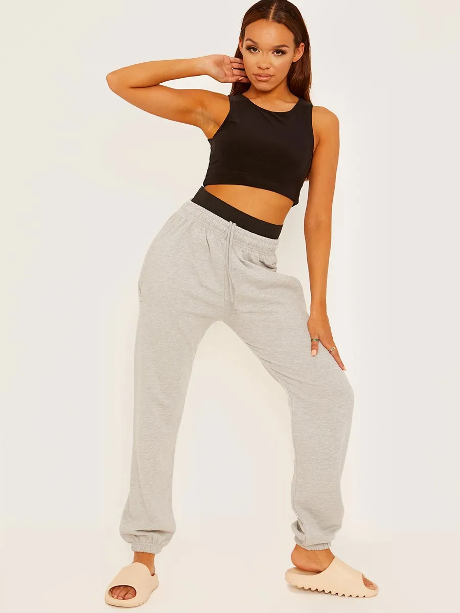 Martina Joggers With High Waist Elastic Band In Grey