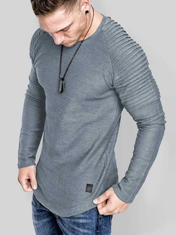 Men's Long Sleeve T-Shirt Muscle Fitted T Shirt Gym Workout Athletic Tee