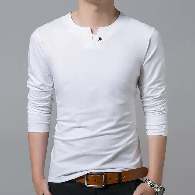 Mercerized Cotton Trends Korean Slim Fit Long Sleeve Shirt