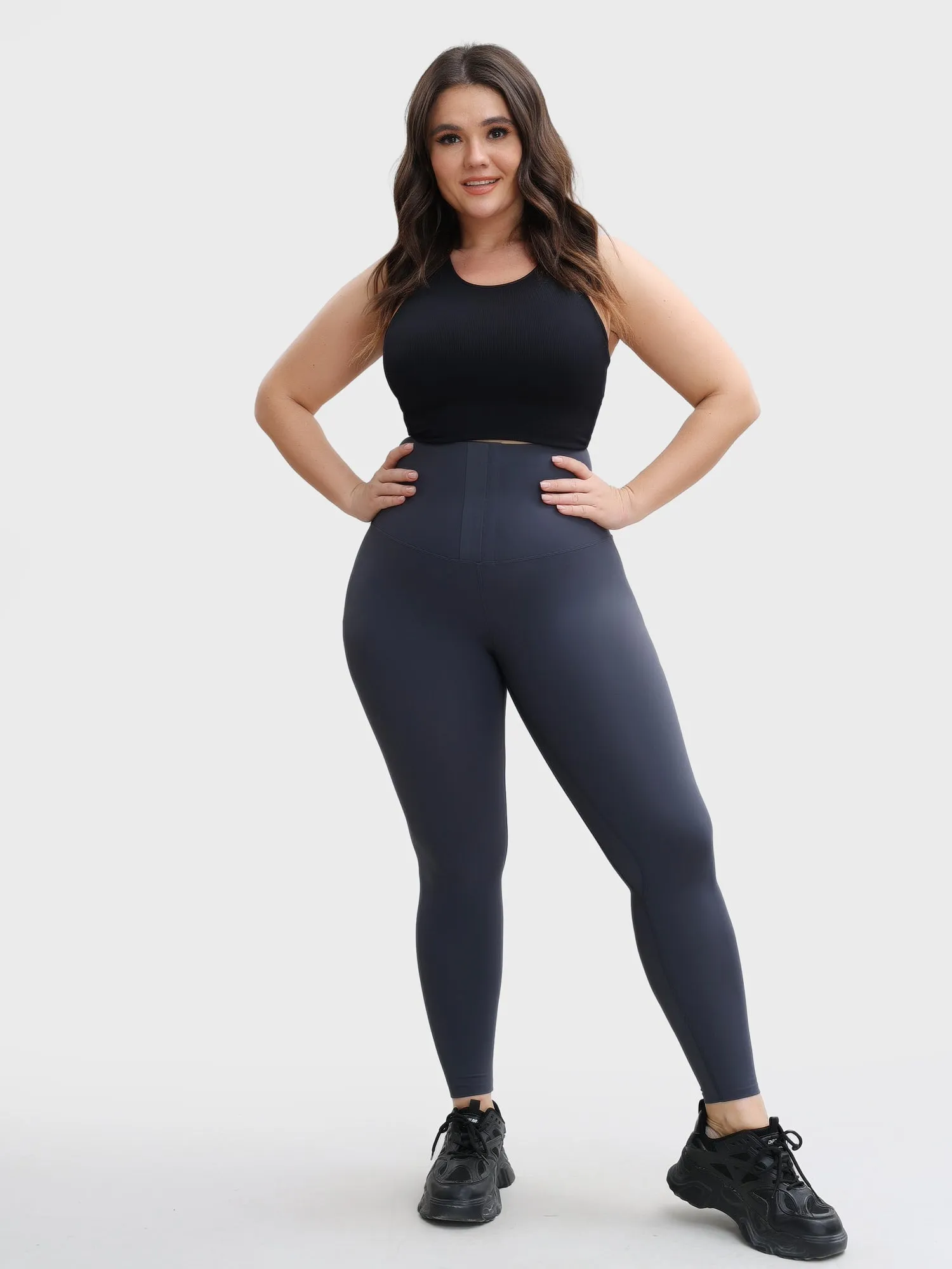 Midsize High Waist Invisible Hook and Eye Croch Hip-Lift 9/10 Yoga Pants