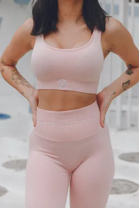 Ribbed Seamless Sports Bra - Pink