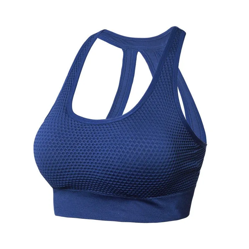 Seamless Breathable Hollow Out Padded Backless Sports Fitness Bra