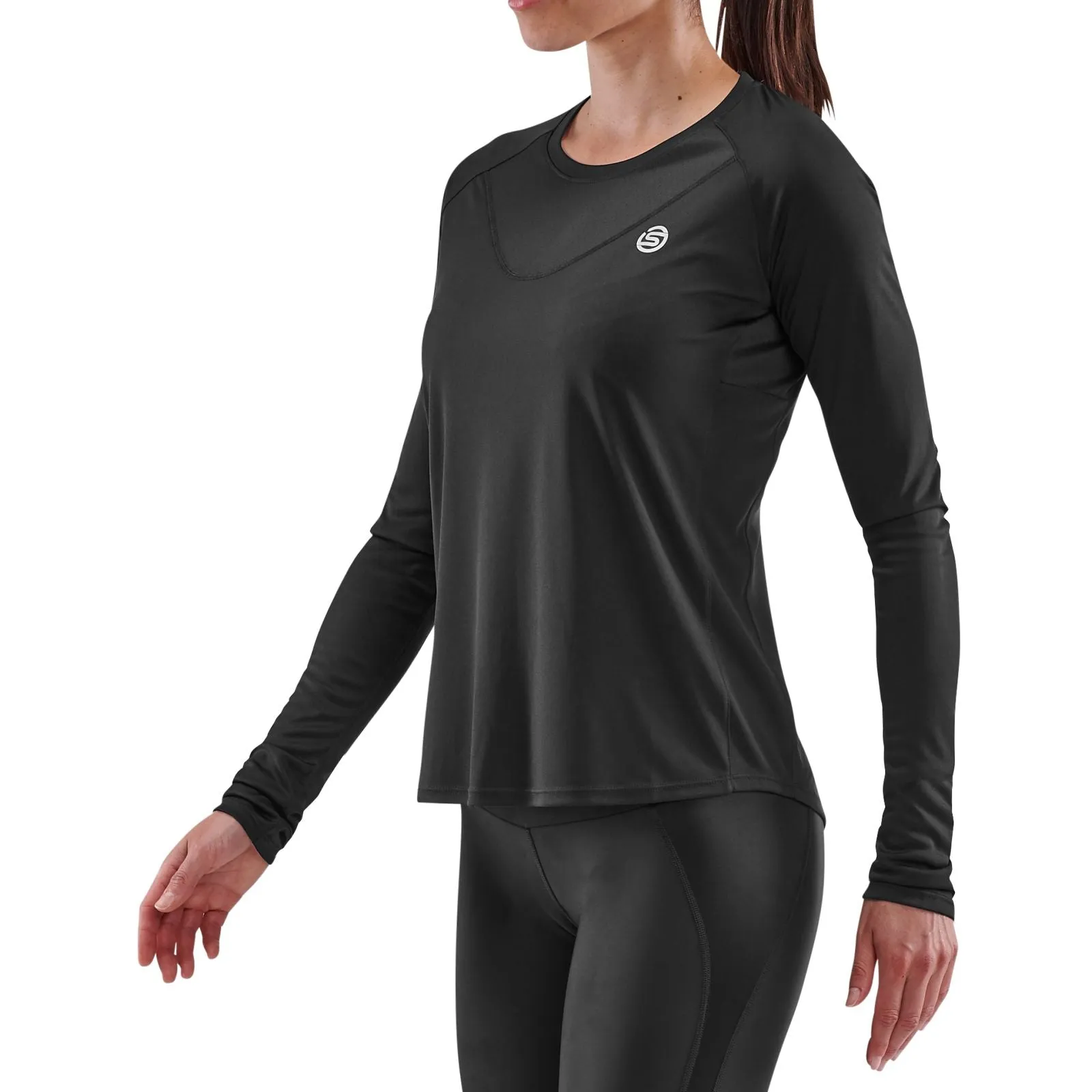 SKINS SERIES-3 WOMEN'S LONG SLEEVE ACTIVE TOP BLACK