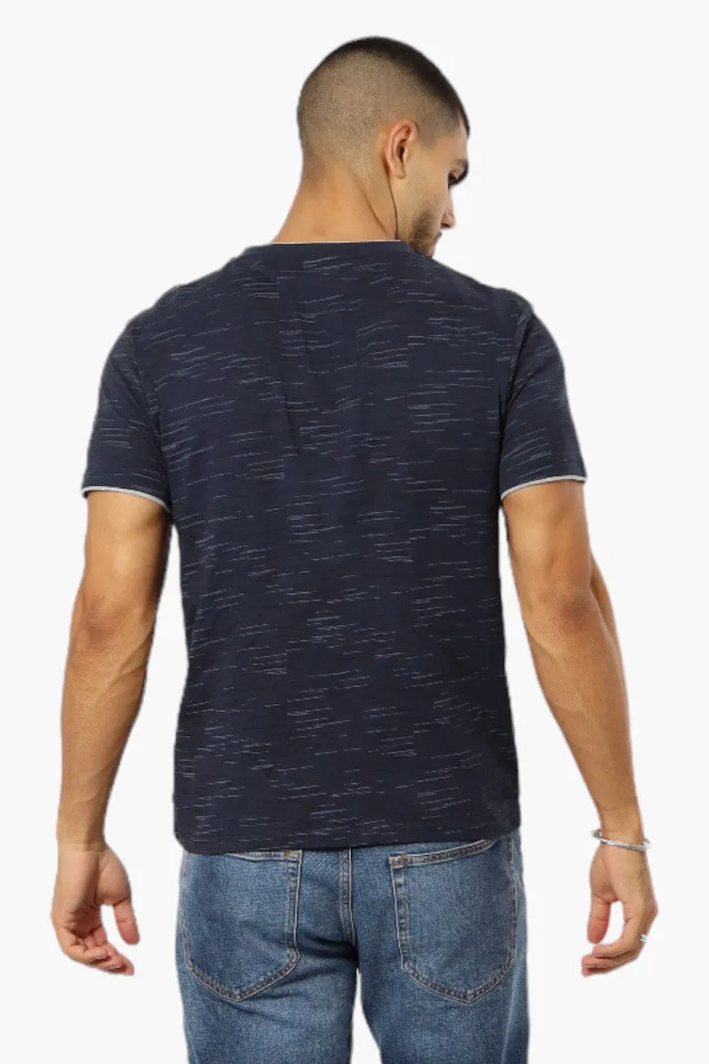 Urbanology Patterned V-Neck Tee - Navy