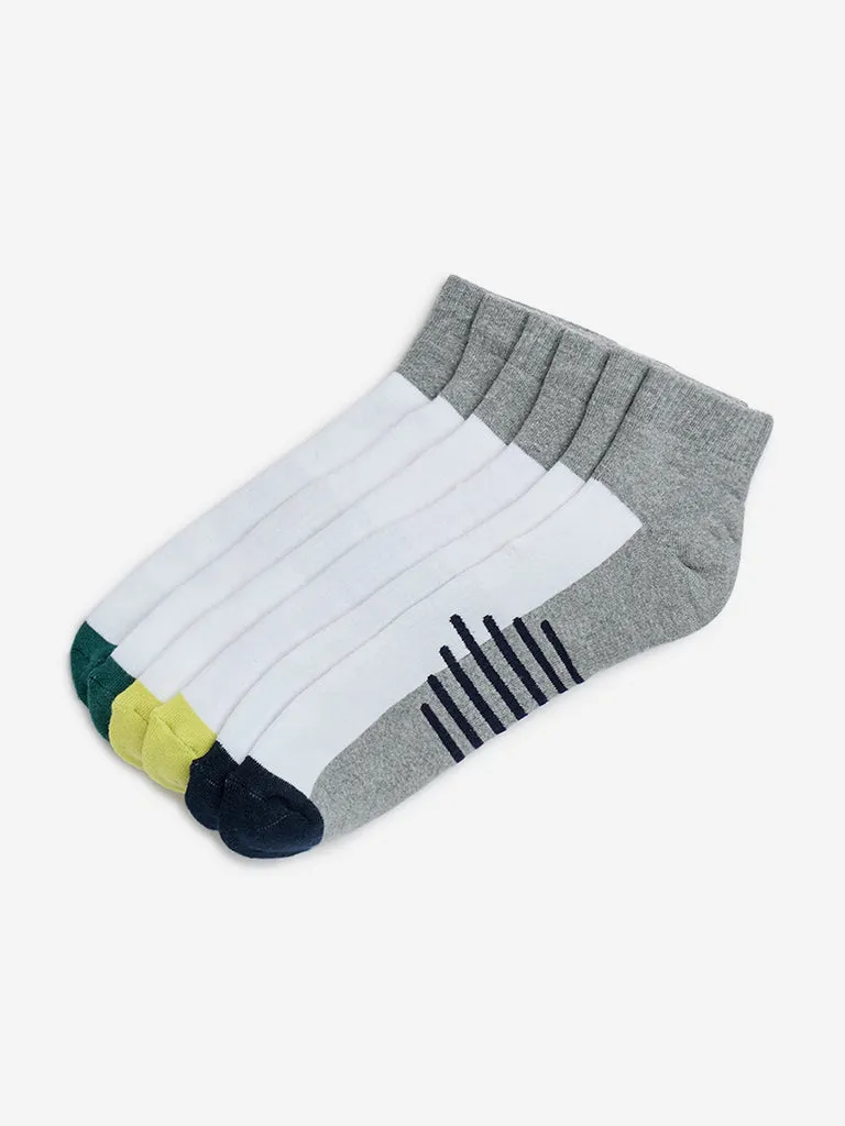 WES Lounge Grey Striped Trainer Socks - Pack of 3