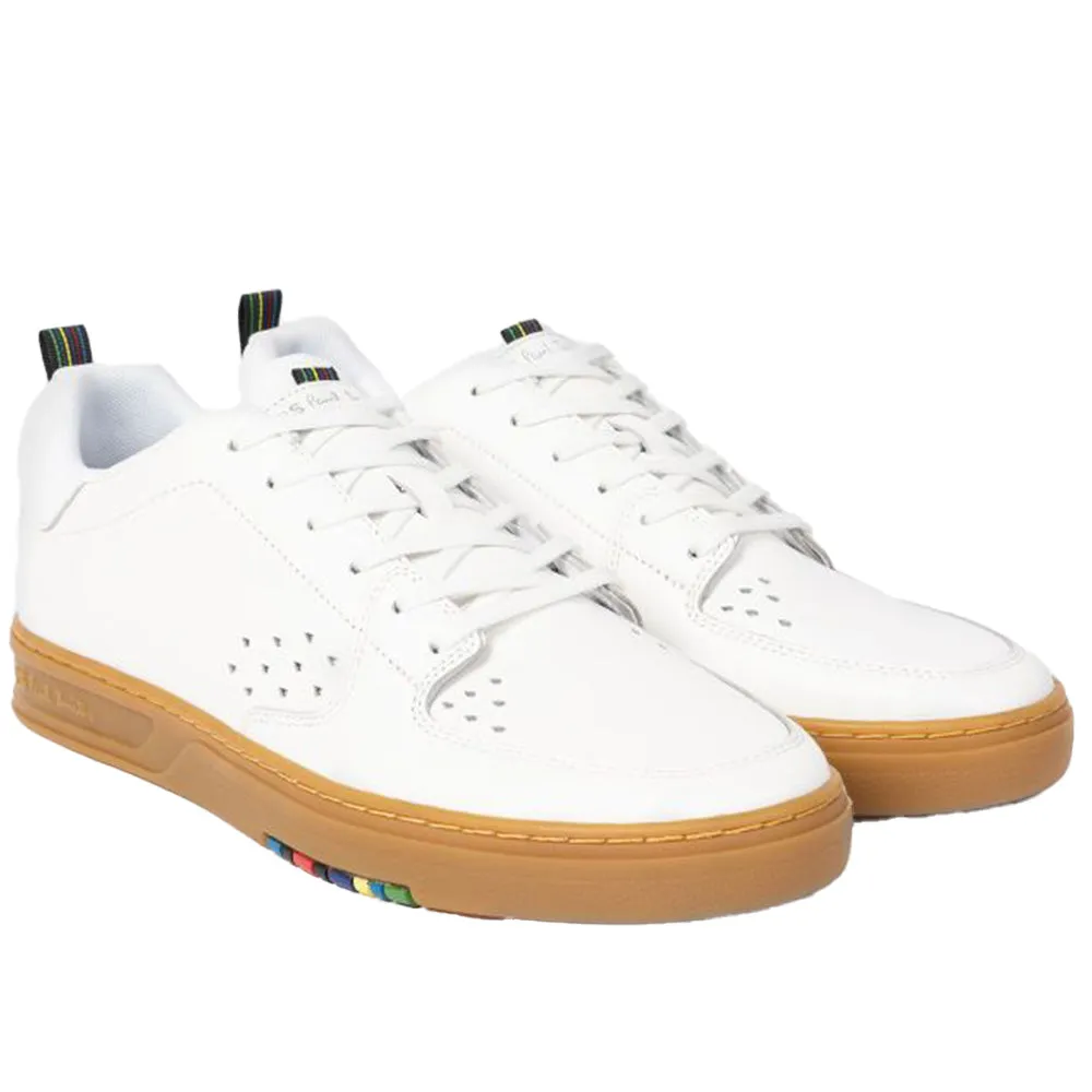 White Leather "Cosmo" Gum Sole Trainers, White