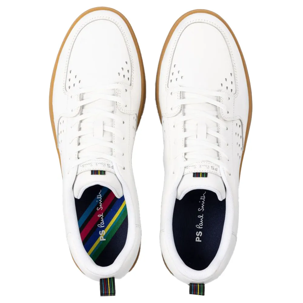 White Leather "Cosmo" Gum Sole Trainers, White